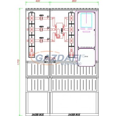 CSATÁRI PLAST PVT-K-L EON 400ST 300/5 ÁV, Áramváltós mérőhely, 1200x320mm