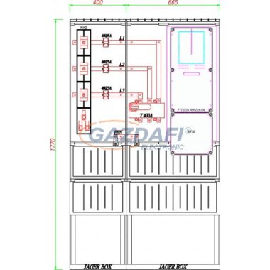 CSATÁRI PLAST PVT-K-L EON 400T 250/5 ÁV, Áramváltós mérőhely, 1065x320mm