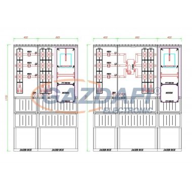 CSATÁRI PLAST PVT K-L EON 630S2, Áramváltós mérőhely, 1065x320mm