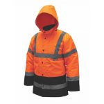   DEDRA BH80K4-L Bélelt dzseki fényvisszaverős "parka", méret L,narancs