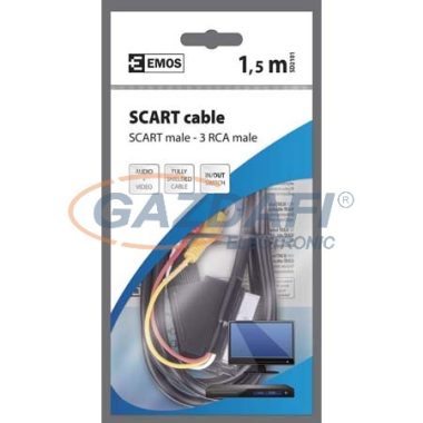 EMOS SD2101 SCART/M-3RCA/M CSATLAKOZÓ KÁBEL 1,5M