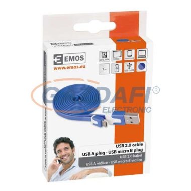 EMOS SM7001B USB 2.0 A/M-MICRO B/M 1M KÉK CSATLAKOZÓ KÁBEL