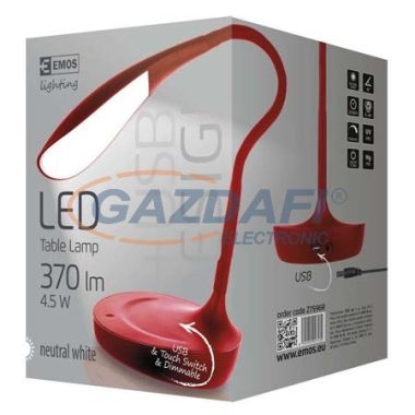 EMOS Z7596R LED USB ASZTALI LÁMPA DEL1321 PIROS