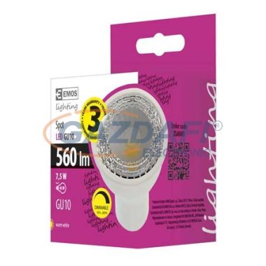 EMOS ZL4501 LED FÉNYFORRÁS PREM MR16 DIM 7,5W GU10 WW