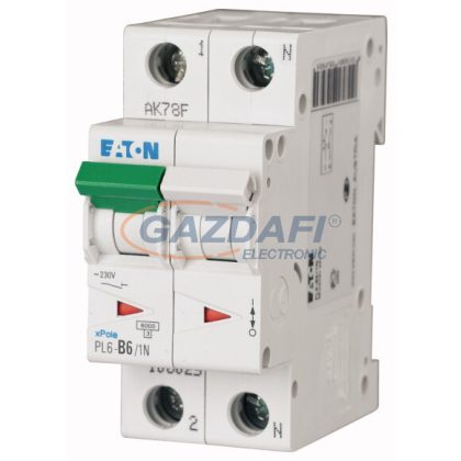   EATON 164903 Kismegszakító, 6kA  PL6-B1/1N -  1 A, 1P+N, karakterisztika: B