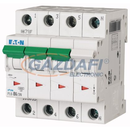   EATON165004 Kismegszakító, 6kA  PL6-B13/3N -  13 A, 3P+N, karakterisztika: B