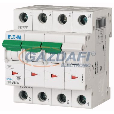 EATON165014 Kismegszakító, 6kA  PL6-C0,25/3N -  0.25 A, 3P+N, karakterisztika: C