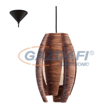 EGLO 91008 függeszték E27 1*60W barna átmérő 19cm Mongu