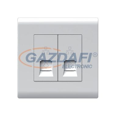 ELMARK 190856 "London" süllyesztett dupla RJ45 informatikai aljzat, Cat6, fehér, 13A, PC