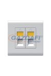 ELMARK 190858 "London" süllyesztett dupla RJ45 informatikai aljzat jelzőfénnyel, Cat6, fehér, 13A, PC