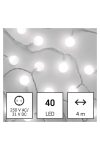 EMOS D5AC01 LED fényfüzér, cseresznye – golyók 2,5 cm, 4 m, kültéri és beltéri, hideg fehér, időzítő, 3,6 W, 230 V AC, IP44