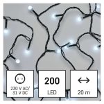   EMOS D5AC07 LED karácsonyi fényfüzér, cseresznye – golyók, 20 m, kültéri s beltéri, hideg fehér, progr, 6 W, 230 V AC, IP44