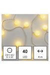 EMOS D5AW01 LED fényfüzér, cseresznye – golyók 2,5 cm, 4 m, kültéri és beltéri, meleg fehér, időzítő, 3,6 W, 230 V AC, IP44