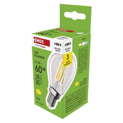   Emos ZF1D43 LED izzó Filament Mini Globe / E14 / 5,9 W (60 W) / 806 lm / Természetes fehér