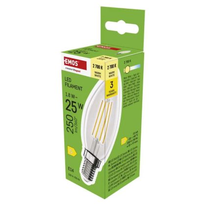   Emos ZF3D02 LED izzó Filament gyertya / E14 / 1,8 W (25 W) / 250 lm / Meleg fehér