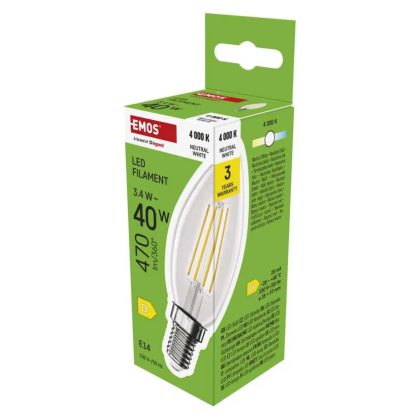   Emos ZF3D23 LED izzó Filament gyertya / E14 / 3,4 W (40 W) / 470 lm / Természetes fehér