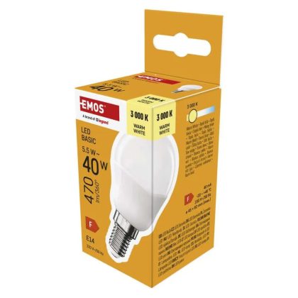   Emos ZL1F22 LED izzó Basic Mini Globe / E14 / 5,5 W (40 W) / 470 lm / Meleg fehér