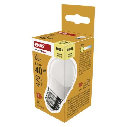   Emos ZL6F22 LED izzó Basic Mini Globe / E27 / 5,5 W (40 W) / 470 lm / Meleg fehér