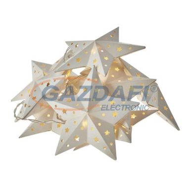 EMOS ZY2077 karácsonyi fényfüzér PAPÍR ARANYOZOTT CSILLAG 10LED, 2×AA, időzítő, meleg fehér