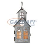   EMOS ZY2223 HOME DECO lámpás VIBRÁLÓ GYERTYÁVAL HÁZIKÓ BÁDOG 12.5x25cm, 3×AAA, időzítő, meleg fehér