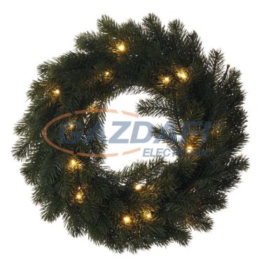 EMOS ZY2244 karácsonyi dekoráció FENYŐ KOSZORÚ 40cm, 20LED, IP20, 2xAA, meleg fehér