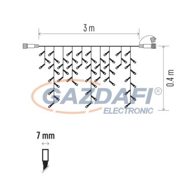 EMOS ZY2287 CONNECT PROFI - karácsonyi fényfüzér JÉGCSAP VILLOGÓ 3x0.4M, 50LED, IP44, FEKETE KÁBEL, hideg fehér