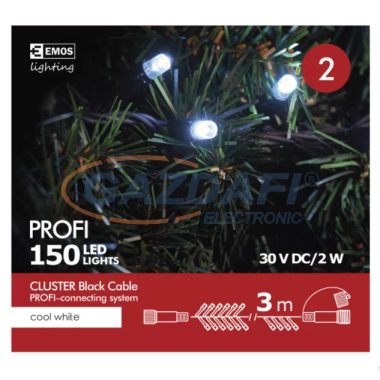 EMOS ZY2304 Karácsonyi fényfüzér süni 3 méter, 150 LED, IP44, hideg fehér