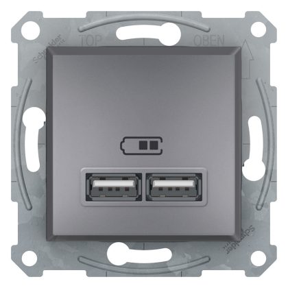 SCHNEIDER EPH2700262 ASFORA Dual USB charger, 2.1A, steel