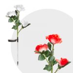   11723 Leszúrható szolár virág, piros, fehér rózsa, RGB, 70 cm, 2 db / csomag