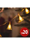 Family Christmas 58216 LED fényfüzér - csengettyű - 2,3 m - 20 LED - melegfehér - 3 x AA