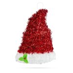   Family Christmas 58278A Karácsonyi dísz mikulás sapka - piros-fehér - glitteres - 34 x 26 cm