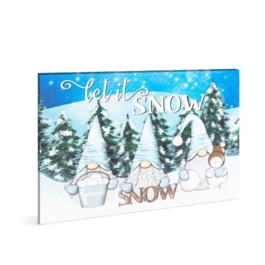 Family Decor 58479 LED-es fali kép - "Let it snow" manók - 20 hidegfehér LED - 40 x 30 cm