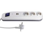   GAO 0014348100 Desktop Distributor "ICE" with Switch 3 2USB 1.4m White-Gray