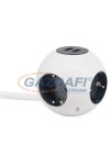 GAO 5997H Asztali elosztó "Power Globe" 4-es, 1.4m, 2db USB-vel, fehér-fekete; 250V, 16A, 1.4m H05VV-F 3x1.5mm², IP20, max:3500W