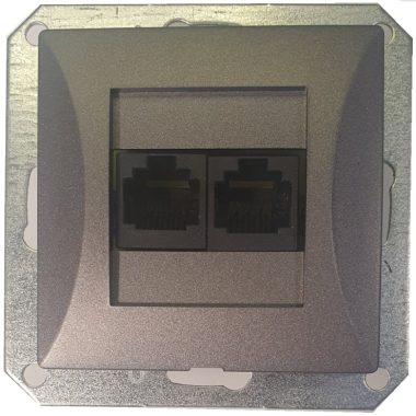 GAO 8759H OPAL Recessed Double LAN / Telephone Socket RJ-45 Without Frame Graphite