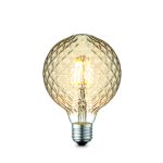   GLOBO 11461 LED Fényforrás dekoratív borostyán színű üveg búrával. fényerő-szabályozható. Ø:95, H:135, inkl. 1xE27 LED 4W 230V, 380lm, 2700K