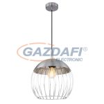   GLOBO 15034H1 MURRO Függeszték matt króm-króm, fekete textil kábellel. Ø300, H:1500, exkl. 1xE27 60W 230V