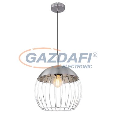 GLOBO 15034H1 MURRO Függeszték matt króm-króm, fekete textil kábellel. Ø300, H:1500, exkl. 1xE27 60W 230V