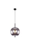 GLOBO 15345H1 BLACKY Függeszték fekete fém, füstszínű üveg búrával. Ø:300, H:1200, exkl. 1xE27 60W 230V