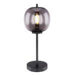   GLOBO 15345T BLACKY Asztali lámpa fekete fém, füstszínű üveg búrával. Ø:185, H:450, exkl. 1xE14 40W 230V