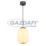   GLOBO 15437H1 BOOMER Függeszték fém grafit szürke talp, opál fehér búrával kombinálva. Kábel anyaga textil. Ø:200, H:1200, inkl. 1xLED 21W 230V, 1090lm, 3000K