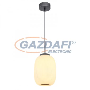 GLOBO 15437H1 BOOMER Függeszték fém grafit szürke talp, opál fehér búrával kombinálva. Kábel anyaga textil. Ø:200, H:1200, inkl. 1xLED 21W 230V, 1090lm, 3000K