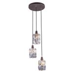   GLOBO 15761-3 WOLLI Függeszték bronz üveg-kristály füstszínű búrával. Ø:250, H:1200, exkl. 3xE14 40W 230V