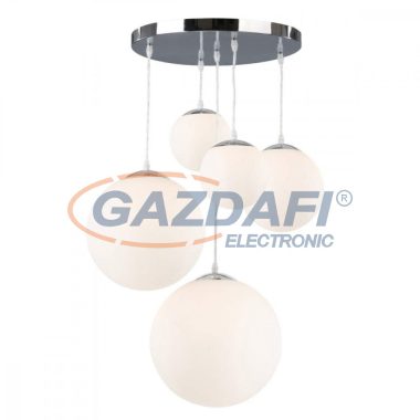 GLOBO 1581-5 BALLA Függeszték , 60W , 3x E27 , / 2x E27 ILLU 60W/ , nikkel matt , opál üveg