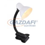   GLOBO 24862W VANZONE Csiptetős asztali lámpa fém fehér, fekete műanyag flexibilis szárral. H:265, exkl. 1xE27 60W 230V