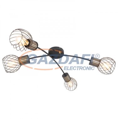 GLOBO 54013-4D ARGUSTO Mennyezeti lámpa fém fekete-arany színű, fém rácsos búrával. HxSZxM:780x380x210, exkl. 4xE27 40W 230V