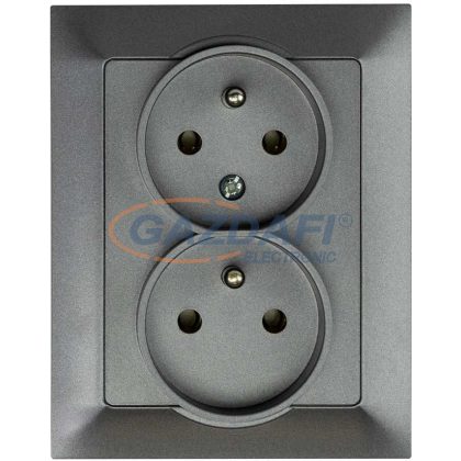   GREENLUX GXKP438 PREMIUM ZA-26 G Dupla csatlakozóaljzat 2x(2P+PE), 16A grafit