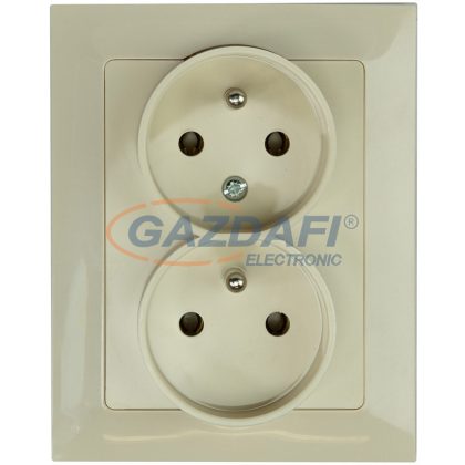   GREENLUX GXKP638 PREMIUM ZA-26 C Dupla csatlakozóaljzat 2x(2P+PE), 16A elefántcsont