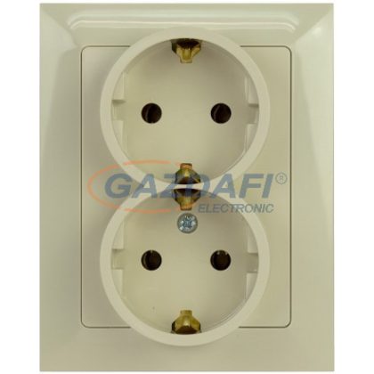   GREENLUX GXKP639 PREMIUM ZA-27 SCHUKO C Dupla csatlakozóaljzat 2x(2P+PE), 16A elefántcsont