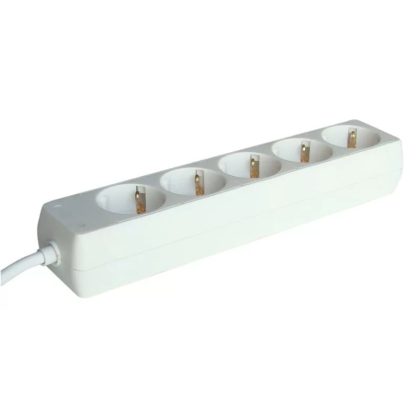   TRACON H5 Hordozható elosztósáv, normál, fehér 5×SCHUKO, 1,5m, max.16A, 250VAC, 3680W, 3x1,0mm2, H05VV-F